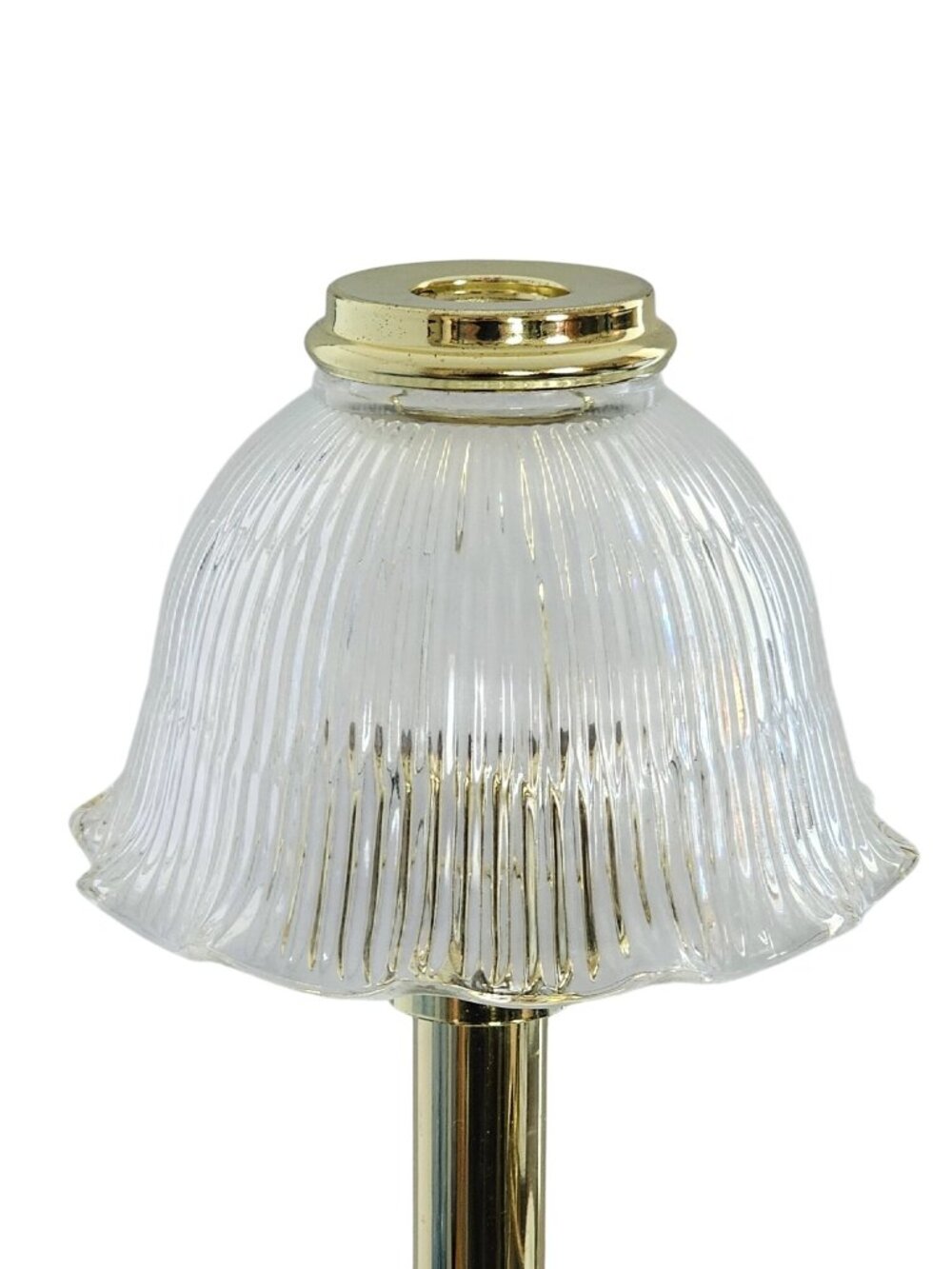 PartyLite Library Candle Lamp candleholder vintage brass retired ruffled 14.5" - Picture 3 of 10